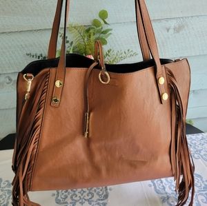 Calvin Klein Large Brown Fringe Tote Purse